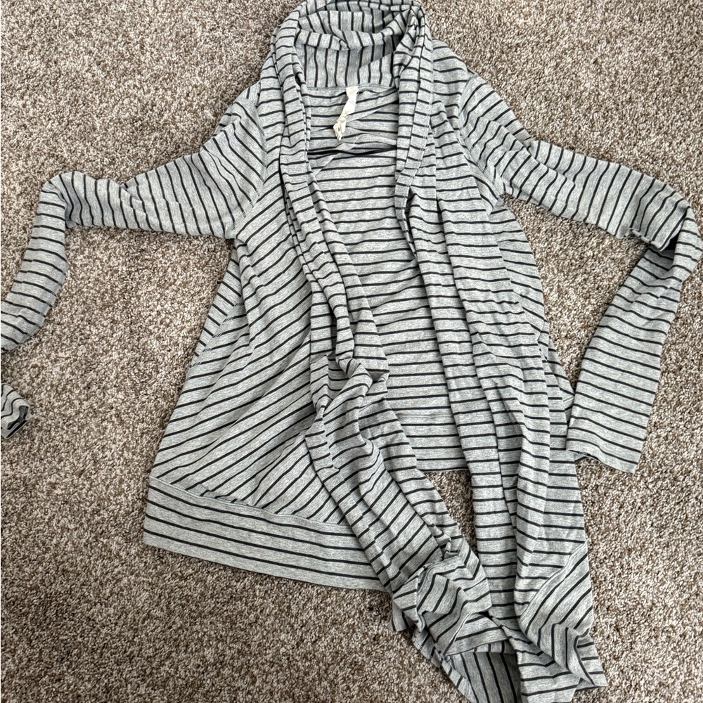Lululemon Gray and Black Striped Cardigan